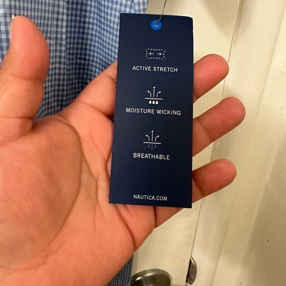 Nautica Slate Blue Short-Sleeve Shirt Classic Fit - Picture 4 of 6